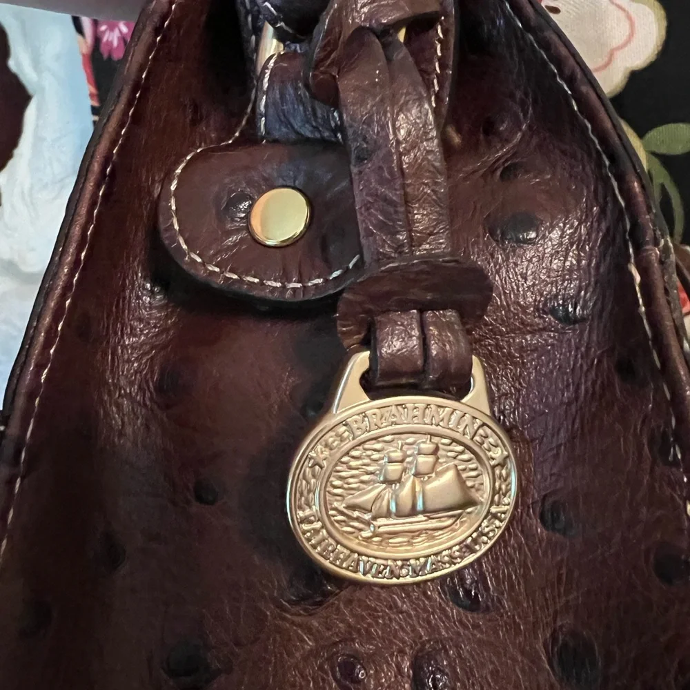 Brahmin 2toned Ostrich embossed leather shoulder bag - Price Dropped!!! - Picture 4 of 10